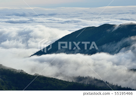 Mountain swallowed by sea of clouds (Hokkaido) Mountain swallowed by sea of clouds (Hokkaido) 55195466