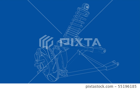 Car suspension with shock absorber. Vector 55196185