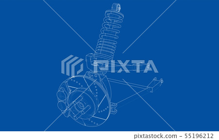Car suspension with shock absorber. Vector 55196212