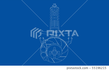 Car suspension with shock absorber. Vector Car suspension with shock absorber. Vector 55196215