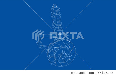 Car suspension with shock absorber. Vector Car suspension with shock absorber. Vector 55196222