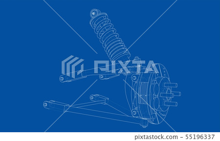 Car suspension with shock absorber. Vector 55196337
