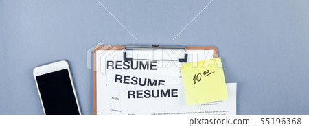 We are hiring flat lay on blue background We are hiring flat lay on blue background 55196368