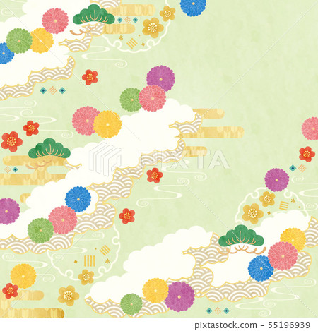 科技背景材料（日式天空） - 雲花（Kikume）圖案6 55196939