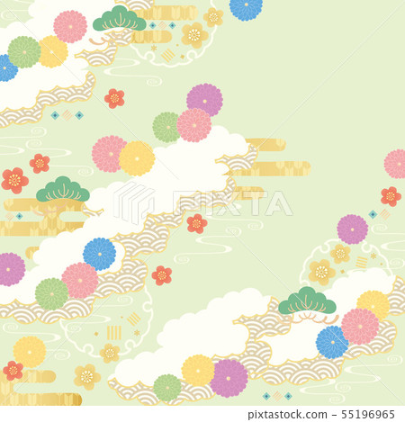 Background material (Japanese style sky)-Cloud flower (Kikume) pattern 6 Background material (Japanese style sky)-Cloud flower (Kikume) pattern 6 55196965
