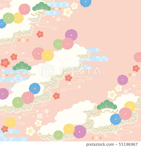 Background material (Japanese style sky)-Cloud flower (Kikume) pattern 7-1 55196967