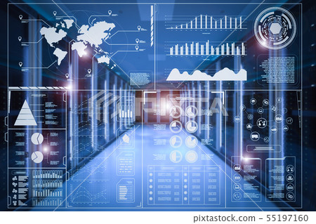 hud display with server room background - Stock Illustration [55197160] -  PIXTA