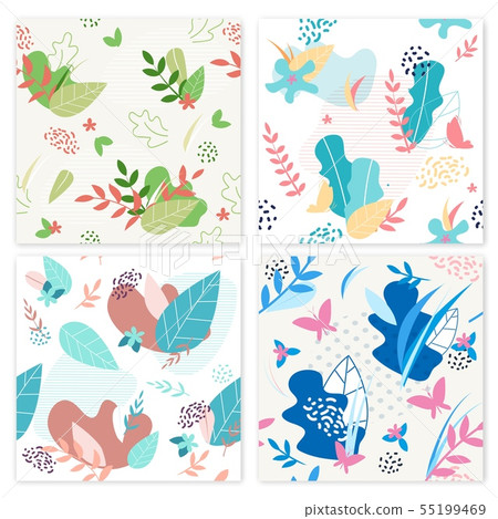 Set Banner Flower Decorations Vector Illustration. Set Banner Flower Decorations Vector Illustration. 55199469