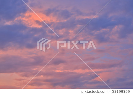 Beautiful sunset in the cloudy sky at summer 55199599