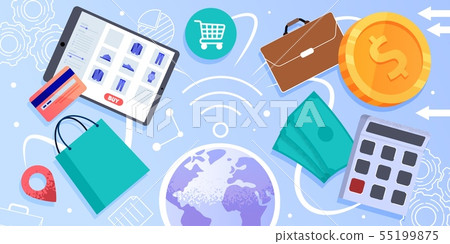 Internet Commerce, Online Shopping Vector Concept - Stock Illustration ...