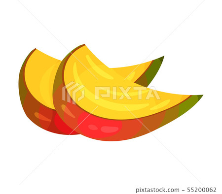 Two slices of mango. Vector illustration on white background. 55200062