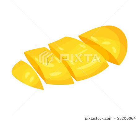 Piece of mango peeled. Vector illustration on white background. Piece of mango peeled. Vector illustration on white background. 55200064