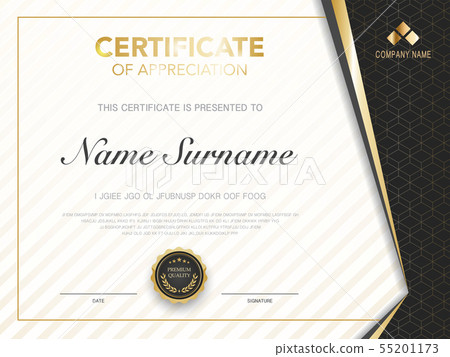 diploma certificate template black and gold color. 55201173