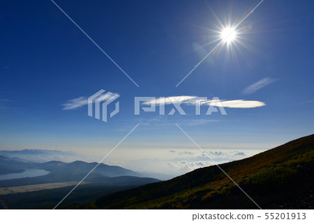 Sunrise over the sea of clouds and saiyun from Mt. Fuji Rokugome Yoshidaguchi mountain trail Sunrise over the sea of clouds and saiyun from Mt. Fuji Rokugome Yoshidaguchi mountain trail 55201913