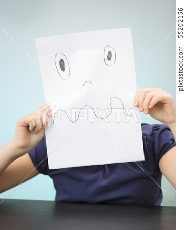 Portrait of a sad little child Portrait of a sad little child 55202156