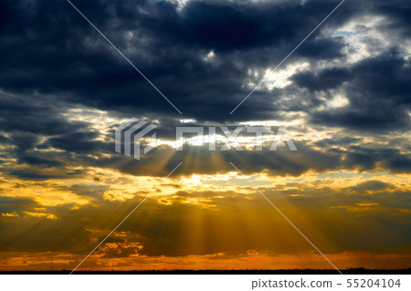 Beautiful sunset - dark sky with clouds and Beautiful sunset - dark sky with clouds and 55204104