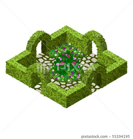 Isometric garden landscape scene 55204195