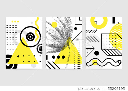 Posters set with bright bold geometric elements Posters set with bright bold geometric elements 55206195