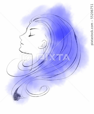 Ink style Female Blue - Stock Illustration [55206751] - PIXTA