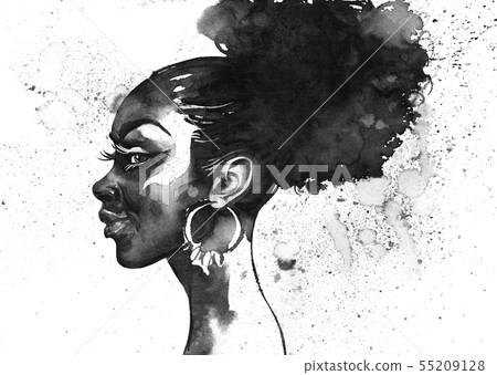 Watercolor fashion portrait 55209128