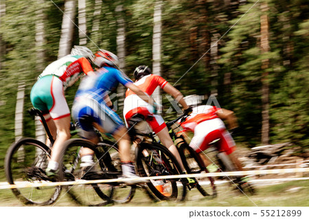 back group of athletes mountain bikers 55212899