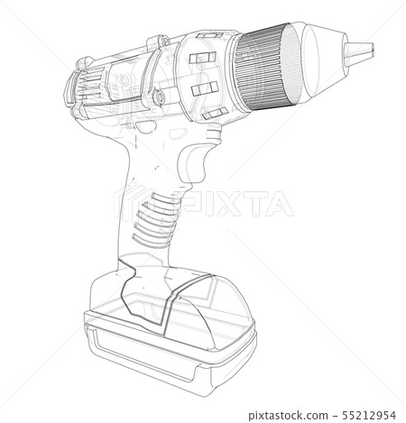 Electric cordless screwdriver. Vector 55212954
