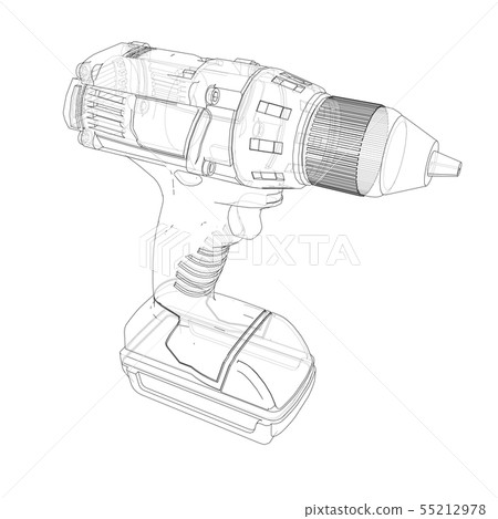 Electric cordless screwdriver. Vector Electric cordless screwdriver. Vector 55212978