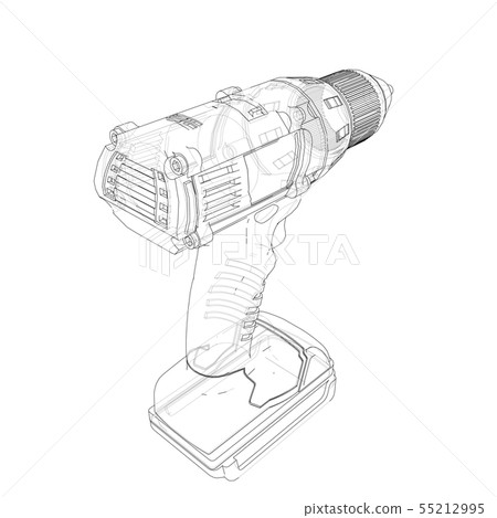 Electric cordless screwdriver. Vector 55212995