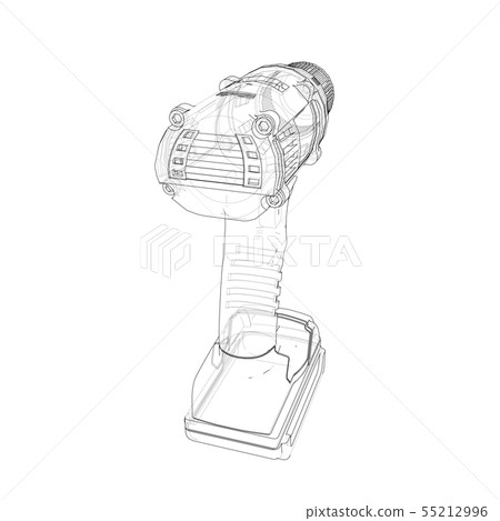 Electric cordless screwdriver. Vector 55212996