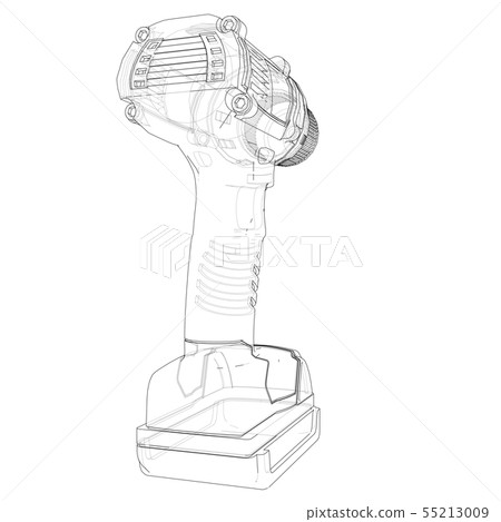 Electric cordless screwdriver. Vector 55213009