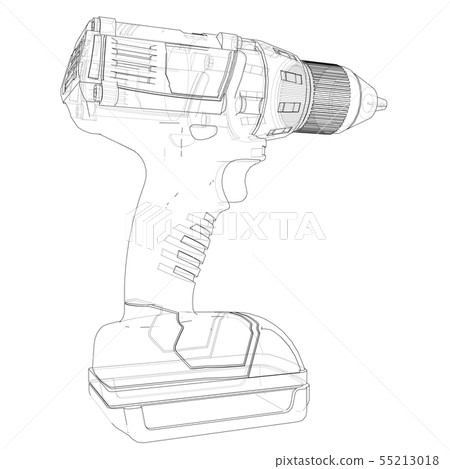 Electric cordless screwdriver. Vector 55213018