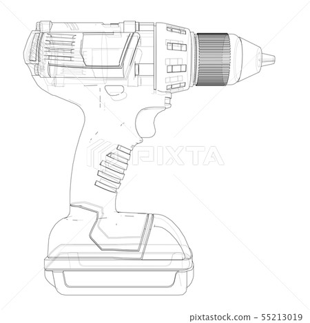 Electric cordless screwdriver. Vector 55213019