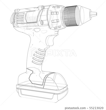 Electric cordless screwdriver. Vector 55213020