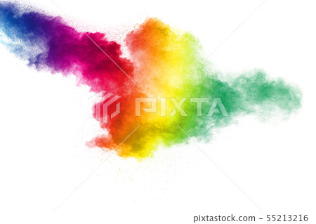 Colorful powder explosion on white background. 55213216