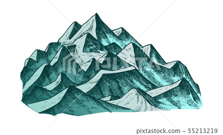 Summit Of Mountain Landscape Ink Color Vector Summit Of Mountain Landscape Ink Color Vector 55213219