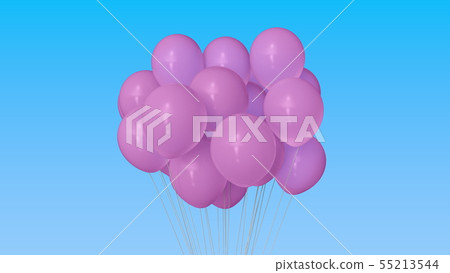 Making a bunch of pink helium balloons. 3D rendering Making a bunch of pink helium balloons. 3D rendering 55213544