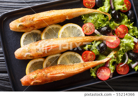Delicious fresh fried saltwater fish gurnard with Delicious fresh fried saltwater fish gurnard with 55214366
