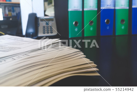 backlog table desk after returning in office from vacations 55214942