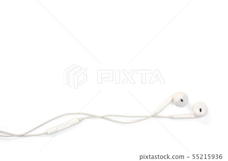 white earphones isolated on white background with 55215936