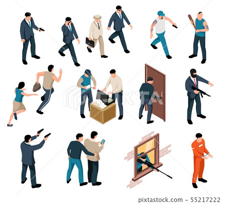 Isometric Criminal Characters Set Isometric Criminal Characters Set 55217222