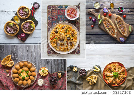 Collage with meat dishes of the world cuisine 55217368