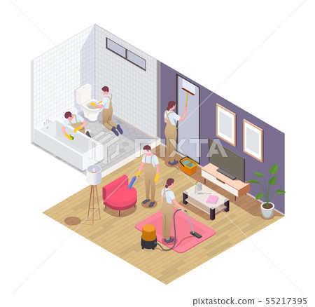 Cleaning Service Isometric Composition - Stock Illustration [55217395 ...