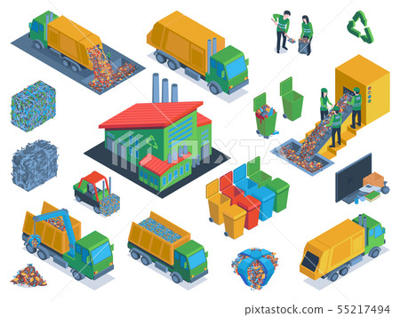 Isometric Garbage Icon Set Isometric Garbage Icon Set 55217494