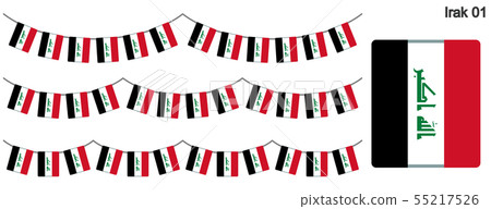 花環矢量標誌（彩旗花環）與伊拉克國旗 55217526