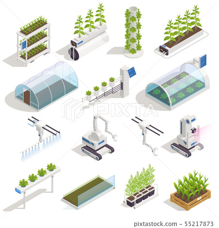 Greenhouse Hydroponics Isometric Set Greenhouse Hydroponics Isometric Set 55217873