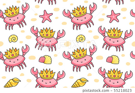 Cute crabs in the golden crowns. 55218023