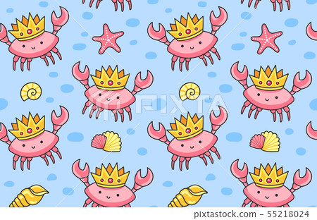 Cute crabs in the golden crowns. 55218024
