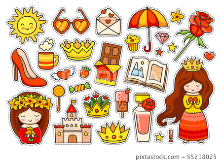 Summer colorful stickers. 55218025