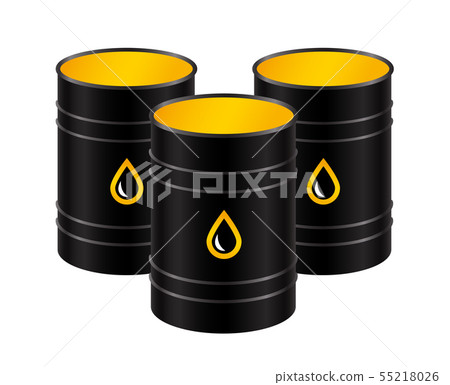 Black metal realistic barrels with oil. 55218026