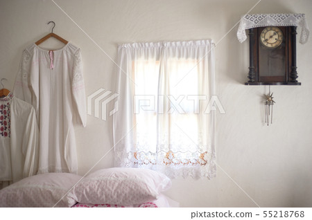 Old white linen shirt. The national dress of the Cossacks. Simple fabrics ,ethnics. 55218768